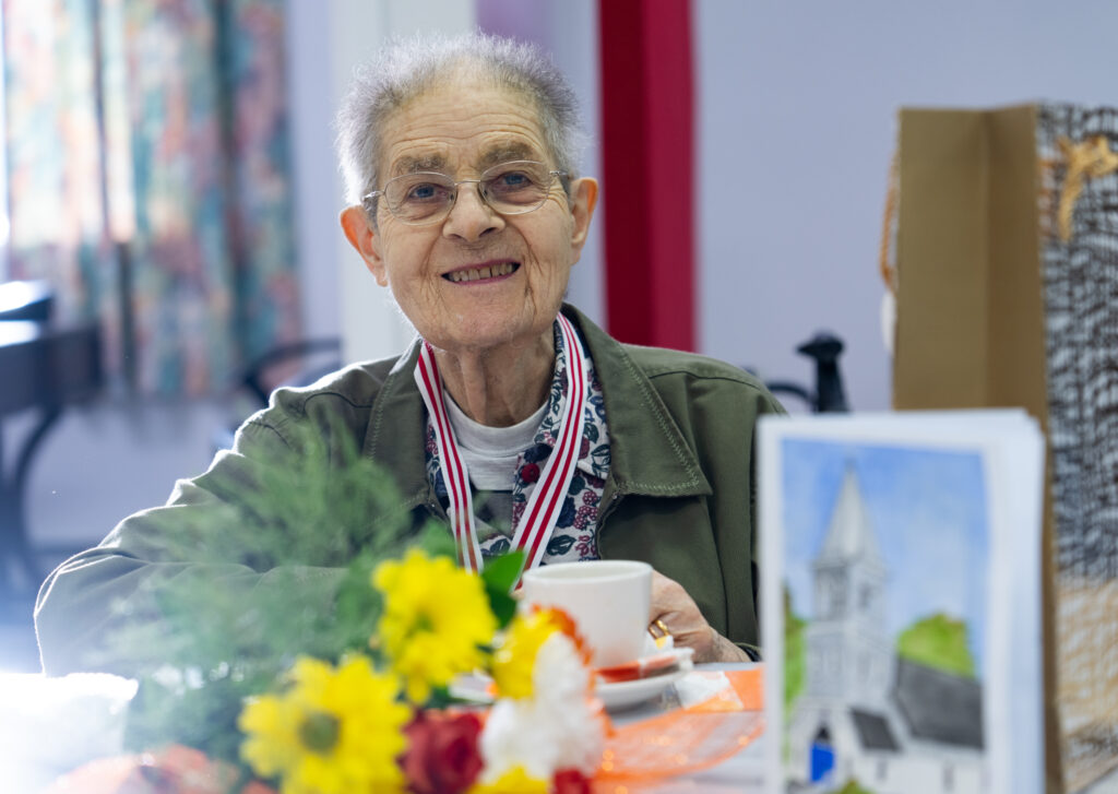 Mrs Elizabeth Hutchinson received the Anglican Award of Merit and the Bishop's Award at a ceremony at Grace Church Arundel on September 10, 2023. Photo by Janet Best.