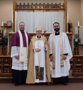 The Ven. Robert Camara, Bishop Clara Plamendon, and the Rev. Tyson Rosberg
